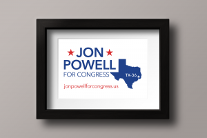 Updated logo for Jon Powell for Congress campaign in cobalt blue and red