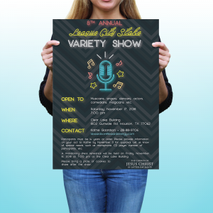 Girl holding poster for variety show