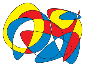 Line with no end in primary colors with black line