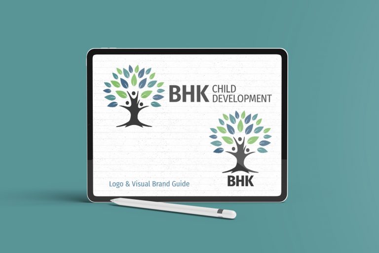 BHK Child Development Logo in primary (horizontal) and secondary (vertical) layouts